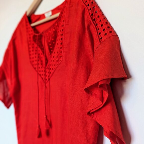 J. Crew Linen & Cotton Eyelet Dress - Size L - Picture 5 of 10